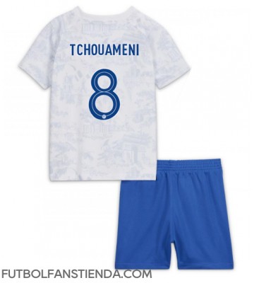 Francia Aurelien Tchouameni #8 Segunda Equipación Niños Mundial 2022 Manga Corta (+ Pantalones cortos)